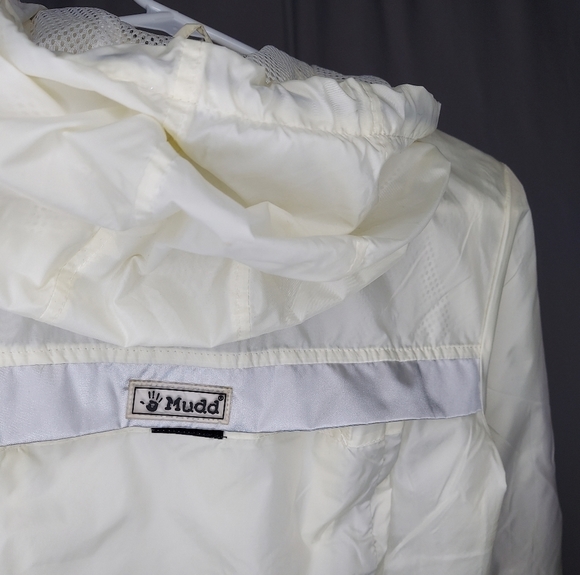 Y2K Vtg Mudd Nylon Jacket Small Hooded Reflective Kangaroo Pocket Mesh Zip 00s - Picture 9 of 11